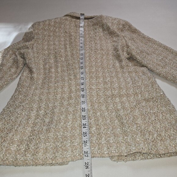 Express Tweed Double Breasted Blazer Gold Button Size M Womens Boucle Cream Gold - Picture 9 of 10